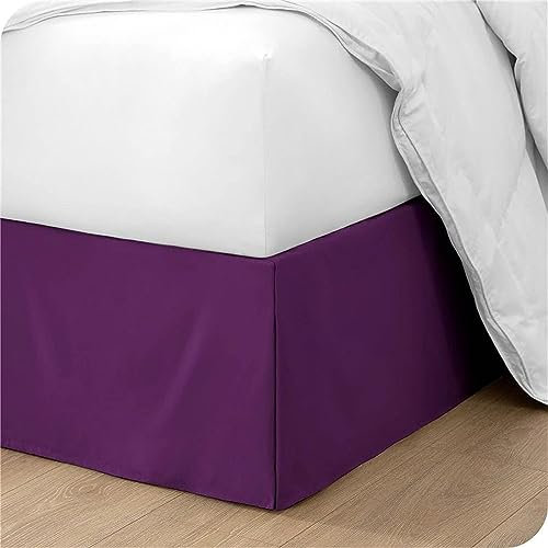 ISZI Cache-Sommier Plissé 100% Microfibre en Coton avec Jupe de Lit de Volants De 35 Cm Cache-Sommier Facile À Installer Ultra Doux Élastique 90/120/140/150/180CM Cache Sommier,Violet,140 * 200+35cm
