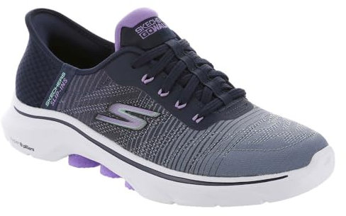 Skechers Women's Go Walk 7 Adel Sneaker, Navy Textile/Multi Trim, 5 UK