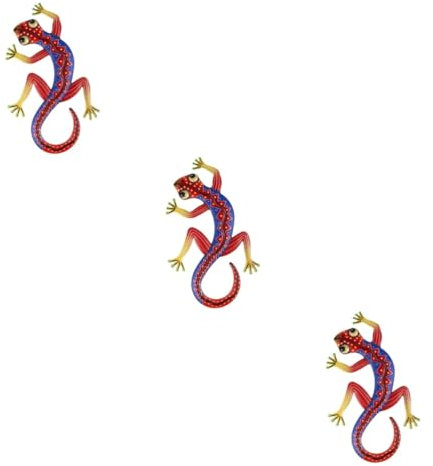 BESPORTBLE 3St Gecko-Verzierung geschmiedete Wanddekoration Gecko-Wanddekoration aus Metall Ornament Wohnkultur Wandhandwerk Wandschmuck Eisen Kunsthandwerk Glas Zubehör rot