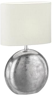 Fischer & Honsel Tischleuchte, Chambery | Nickelfarben Antik| Stoffschirm Sandfarben Leinen | L: 34 cm, B: 17 cm, H: 53 cm | Mit Schnurschalter| 1x E27 max. 40 Watt ohne Leuchtmittel | 50507