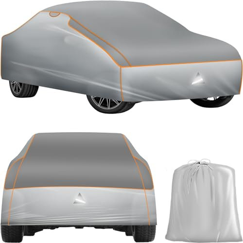 tectake® Bâche de protection pour Voiture Extérieur Bâche imperméable, Respirant, Housse de voiture Anti-grêle, Bandes réfléchissantes, Anti-UV, Anti-poussière, Anti-moisissure pour Petite voiture SUV
