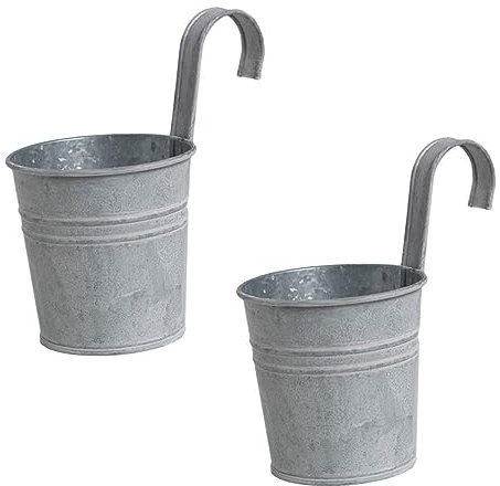 BESPORTBLE 2St Alter Blumeneimer aus Blech verzinkte Pflanzgefäße Hängender Blumenständer Pflanzendekor Zimmerpflanzentöpfe hängender Pflanzbehälter Blumentopf im Retro-Stil