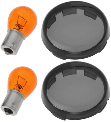 OTOTEC 2 Pièces Set de Caches de Lentilles de Clignotant de Fumée pour Moto avec Ampoules Ambrées Bullet Compatible avec Harley-Davidson 00-22 et Compatible avec Harley-Sportster XL883 1200 X48