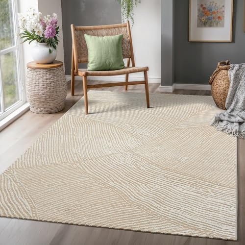 SANAT Hera Teppiche für Wohnzimmer, Geeignet für Flur, Esszimmer, Schlafzimmer, Küche und Kinderzimmer Öko-Tex 100 Zertifizier - Beige, 160 x 220 cm
