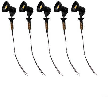 Puupaa LED-Flutlichter mit Mast, Messing-Strahler mit Stange für Gebäudefassaden, Outdoor-LED-Flutlicht-Set (schwarz), 5 Stück