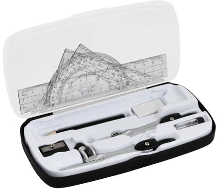 Compasso Set, Compassi Per Tracciare Goniometro, 10 Pcs Geometry Kit, Bussola per Matematica Set con Righelli, Compasso di Precisione, Ideale per Disegno Tecnico (Nero)