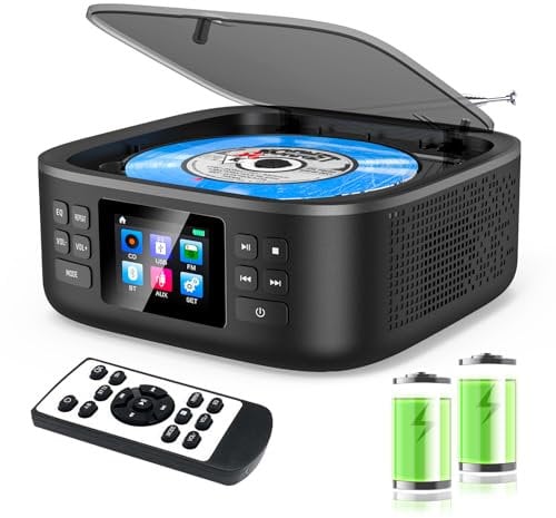 Tragbarer CD Player,CCHKFEI Boombox Tragbarer CD Player Bluetooth & Radio FM mit Dual Stereo Lautsprecher Unterstützung USB/AUX-Kopfhöreranschluss Discman Wiederaufladbar CD-Player Tragbar