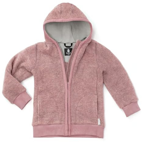 Ehrenkind® Fleecejacke, Wollfleece in feinster Bio-Merino Wolle, Atmungsaktiv & temperaturausgleichend, Fleecejacke Kinder, Altrosa 74/80