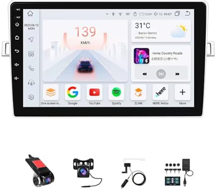 BOJONTN 9 Zoll Android 14 Touchscreen Bildschirm Autoradio 2 Din für Toyota Corolla Verso 2009-2018 mit Kabellosem Carplay Bluetooth GPS Navi Lenkradsteuerung Rückfahrkamera(F1 (2+32G))