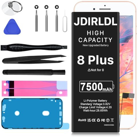 [7500mAh] Battery for iPhone 8 Plus, New Upgrade Ultra High Capacity 0 Cycle Battery Replacement for iPhone 8 Plus A1864,A1897,A1898 with Complete Repair Tool Kit and Instructions