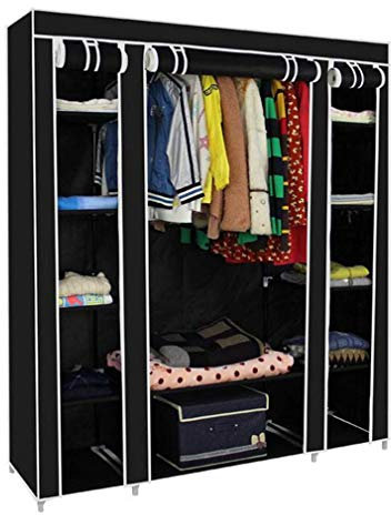 GXXINGIN Stoffgarderobe, Kleiderschrank aus Vlies, tragbarer Kleiderschrank, Aufbewahrungsschrank, Standschrank, Stoffschrank, tragbarer Kleiderschrank, B_170 * 150 * 45 cm