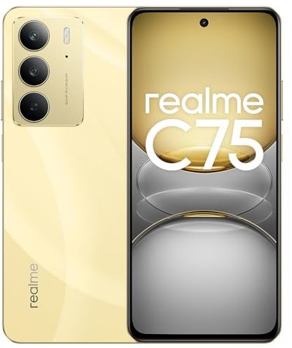 realme C75 4G Smartphone, 6,72 Zoll FHD-Bildschirm, 6000 mAh Akku, 8 + 128 GB Handy, 50 MP AI-Kamera, Staub- und Wasserbeständigkeit IP69, Helio G92 Max Chipsatz, Gold, ohne Adapter