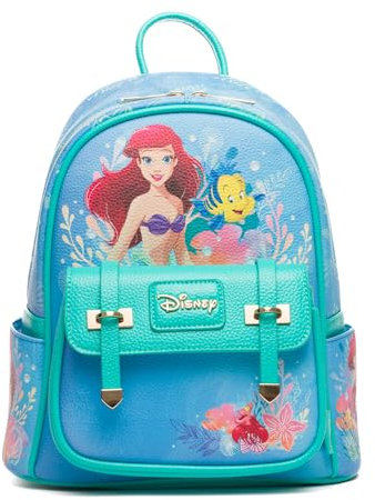 Wondapop Disney The Little Mermaid Ariel Mini-Rucksack, 27,9 cm, veganes Leder, Blau, Einheitsgröße, Modern