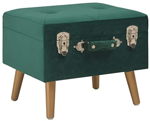 CINDERFUL Hocker mit Stauraum 40 cm Grün Samt,Bequemer Samt Hocker mit Stauraum in Grün Elegante Sitzgelegenheit für Wohnzimmer und mehr Sitzbänke