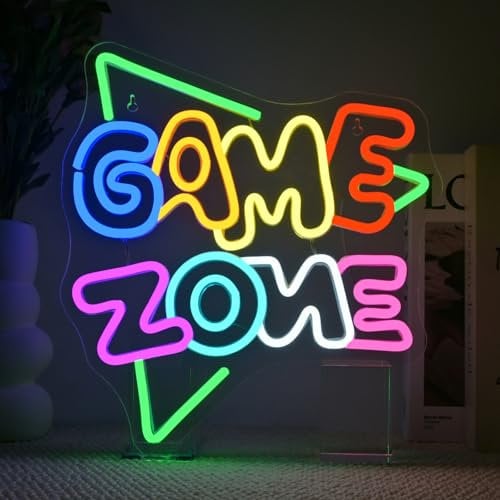 SIGNSHIP Game Zone Cartello neon, dimmerabile, per sala giochi, decorazione da parete con USB, con firma neon, idea regalo per bambini, camera da letto, sala giochi, gioco e ragazzi
