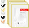 HIMEETIME® 4x 30x40 cm cadre photo en aluminium doré en plexiglas haute résolution pour décoration murale ou galerie d'exposition
