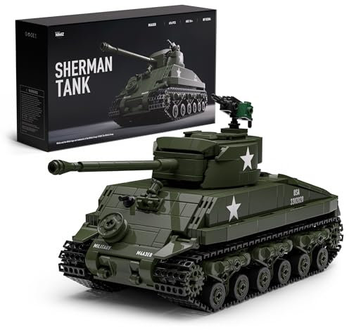 Nifeliz Sherman M4A3E8 Panzer Modellbausatz, Militär Panzer Klemmbausteine Sammlerstück zum Bauen und Ausstellen, Geschenk für Militärliebhaber (860 Teile, NF10313)