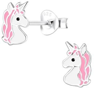 Monkimau Mädchen Ohrringe Einhorn | Ohrstecker aus 925 Sterling Silber | Kinderohrringe hypoallergen