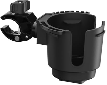 Cup Holder with 0.6-1.5 Aluminum Clamp - Drink Holder for ATV, Motorcycle, Bike, Wheelchair, Golf Cart, Fits Maximum Diameter of 3.38 inches Bottles.