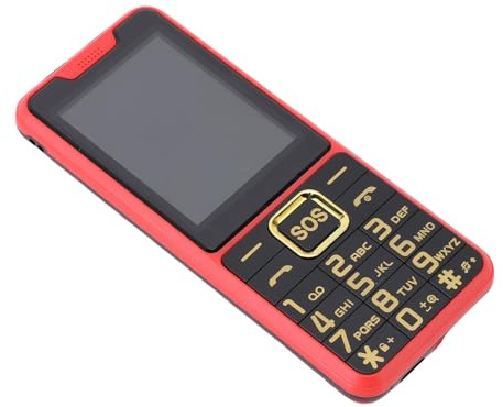 CCYLEZ Senioren Telefon, 2,6 Zoll HD Bildschirm, Dual SIM Dual Standby, Sprachankündigung, Notfallbeleuchtung für ältere Menschen, Rot