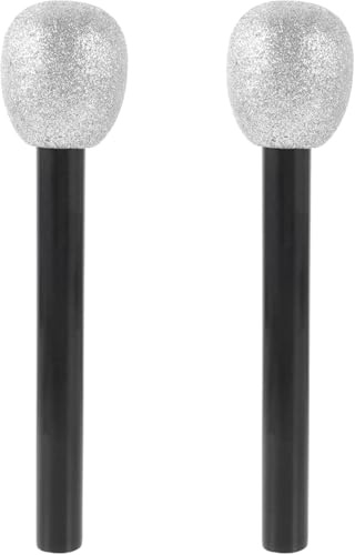 INOOMP 2 Pcs Glitter Toy Microphones for Kids Lightweight Pretend Microphone Prop for Party Photo Booth Stage Performance