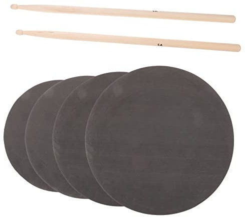Gatuida 1 Satz Übungs Set für Schlagzeug mit Leisen Drum Pads und Holzstöcken Geräuschdämmende Übungspads für Schlagzeuger Tragbar und Ergonomisch Gestaltet für Unterwegs