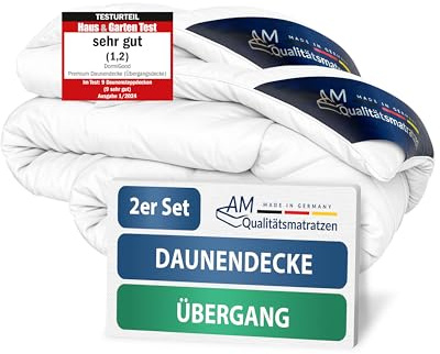 DormiGood Daunendecke 140x200 Ganzjahres 2er Set - Made in Germany - 100% Extraweiche Daunen - Atmungsaktive Ganzjahresdecke 140x200 - Oeko-TEX zertifizierte Federbettdecke 140 x 200 Bettdecke
