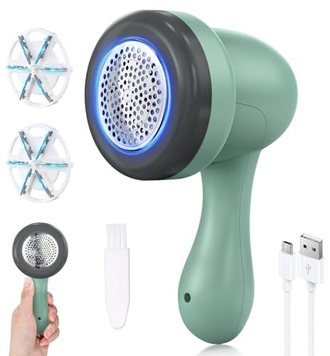 Fusselrasierer Elektrisch, Fusselentferner Fuselrasier 3 Klingen, USB Wiederaufladbar Tragbarer Flusenrasierer Fabric Shaver Pilling Wollrasierer Entfussler für Verschiedene Stoffe, Kleidung, Teppich
