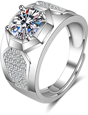 Ayoiow Eheringe Weissgold 585, Siegelring 4 Krappen Labordiamant Ring für Herren Weissgold 585, Trauringe Gold Weißgold