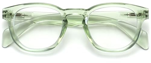 OPULIZE AWE Blaulichtfilterbrille für Damen und Herren – Retro-Rundform – Blendfreie Computer- und Gaming-Brille – UV- und Augenbelastungsschutz – Transparentgrün