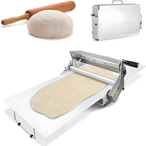 Stainless Steel Folding Dough Sheeter, Manual Countertop Dough Roller Machine with Adjustable Thickness for Laminated Dough - Perfect for Home Baking and Pastry Making