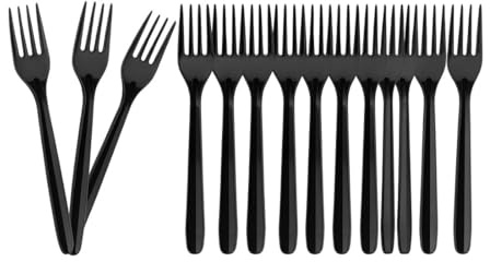 Plastikgabel LUX Mehrweg Dessertgabeln Plastikbesteck - Schwarz 100 Stück