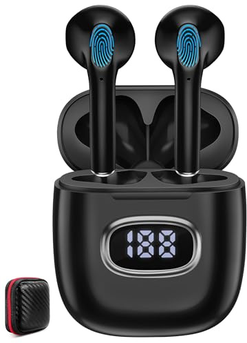 iMangoo Kabellose In-Ear Kopfhörer Bluetooth 5.3 mit LED Anzeige,50 Std,ENC | In Ear Kopfhörer Kabellos USB C Kopfhörer mit Mikrofon für iPhone 18 Pro 16e Pixel 10a 10Pro Galaxy A17 A16 A57 A37 A56 S26
