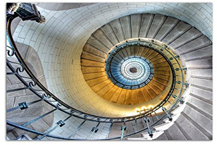 120x80cm - Fotodruck auf Leinwand und Rahmen Wendeltreppe Spirale Treppenaufgang Stufen - Leinwandbild auf Keilrahmen modern stilvoll - Bilder und Dekoration