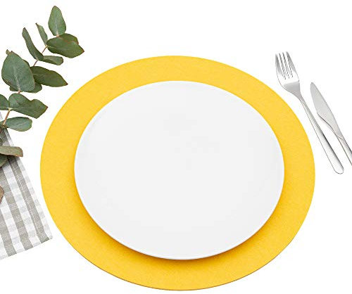 FILU Platzsets aus Filz 4er-Pack Gelb rund (Farbe und Form wählbar) 35 cm Durchmesser