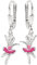 CLEVER SCHMUCK Silberne Mädchen Ohrhänger 28 mm kleine Ballerina 12 mm pink und rosa lackiert glänzend STERLING SILBER 925 für Kinder im Etui rosa