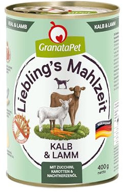GranataPet Liebling's Mahlzeit Kalb & Lamm, Nassfutter für Hunde, Hundefutter ohne Getreide & ohne Zuckerzusätze, Alleinfuttermittel, 6 x 400 g