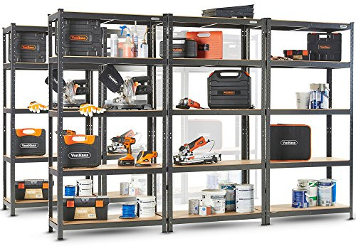 VonHaus Garage Shelves 5 Tier - Heavy Duty Garage Racking with Massive 875kg Capacity, 175KG per Shelf - Durable Metal Shelving for Shed and Workshop Storage - 180cm x 90cm x 40cm - 5 Pack