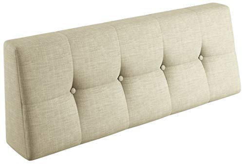 sunnypillow Palettenkissen für Gartenmöbel - Rückenkissen 120x40x20/10cm - Rückenpolster für Bett und Sofa - Palettenpolster für Palettenmöbel - Gesteppte Kissen mit Knöpfen - Rückenlehne Ecru