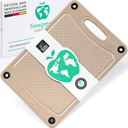freegreen® GERMANY Schneidebrett aus Reishülsen I 100% biologisch abbaubar und kompostierbar I Inklusive Kochbuch 'Das Clean Eating Kochbuch' I Nachhaltige Geschenke I Plastikfrei [33x23]