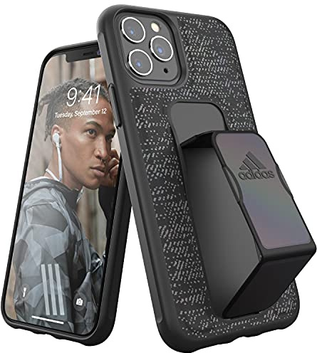 adidas Sports Compatible with iPhone 11 Pro Case, Grip Handle Stand, Protective Iridescent Phone Cover – Black
