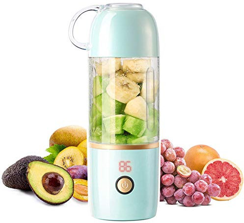 LRBBHJBB Licuadora Portátil USB Recargable,Batidora de Vaso Individual Extractor de Zumos,Mini Portable Blender Juicer,Acero Inoxidable 304 460ml 3600mAh Durable/azul / 460ml
