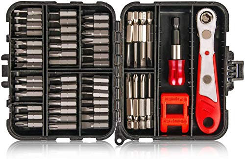 Hakkin 53PCS Mini Ratchet Screwdriver Set - 1/4 Drive, Offset, Reversible, Socket Extension, Bit Holder, 50Pcs Multi Screwdriver Bits