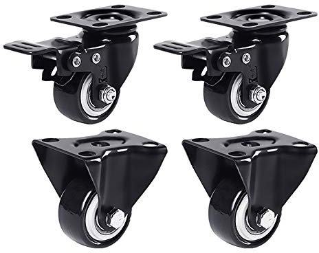 4 Stück 40mm Transportrollen, gebremste Miniaturrollen, 2 Bockrollen + 2 gebremste Lenkrollen (Gesamtkapazität 200kg)