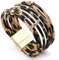 Suyi Damen Leopard Armbänder Breites Lederwickelarmband Mehrschichtiges Manschettenarmband Leopard1