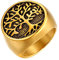 JewelryWe Schmuck Herren-Ring, Edelstahl Runden Siegelringe Baum des Lebens Lebensbaum Biker Ring, Gold Schwarz - Größe 62