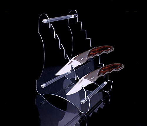 Danuland Banchi di mostra del coltello acrilico resistente di otto strati di 1 pezzo, Supporto da cavalletto per coltelli tascabili, porta coltelli da sopravvivenza