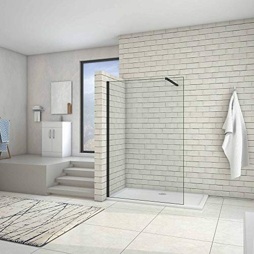 AICA paroi de douche 140x200cm profilé noir mat paroi de douche noire mat à l'italienne