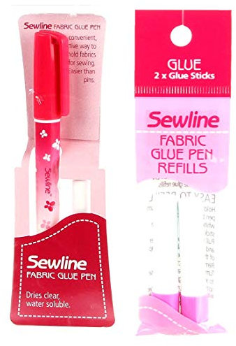Bundle of Sewline Fabric Glue Pen(s) Blue, and Fabric Glue Pen Refill 2-Pack(s) Blue (1 Pen, 1 2-Pack Refills) .1 Pack