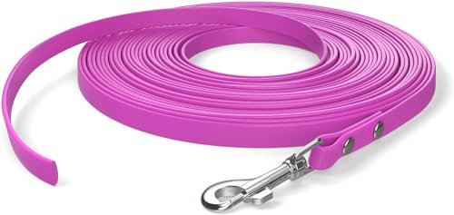 5m Schleppleine, Hundeleine, 1 Karabiner, Magenta, extra schmal, schmutz- und wasserabweisend